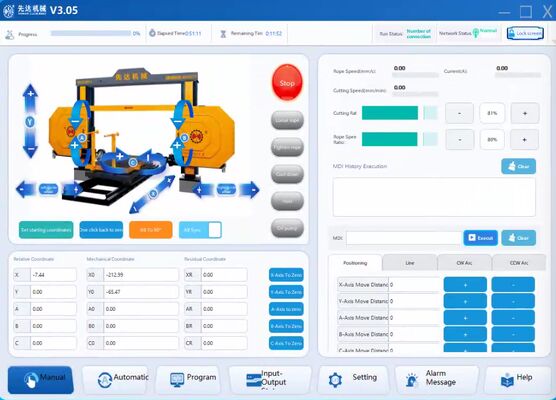 Intelligente CNC-Diamantdrahtsäge Stein-Schneidemaschine Lager Vierfach-Spindel-Verbindung Hohe Stabilität Motor Hohe Sicherheit für Granit